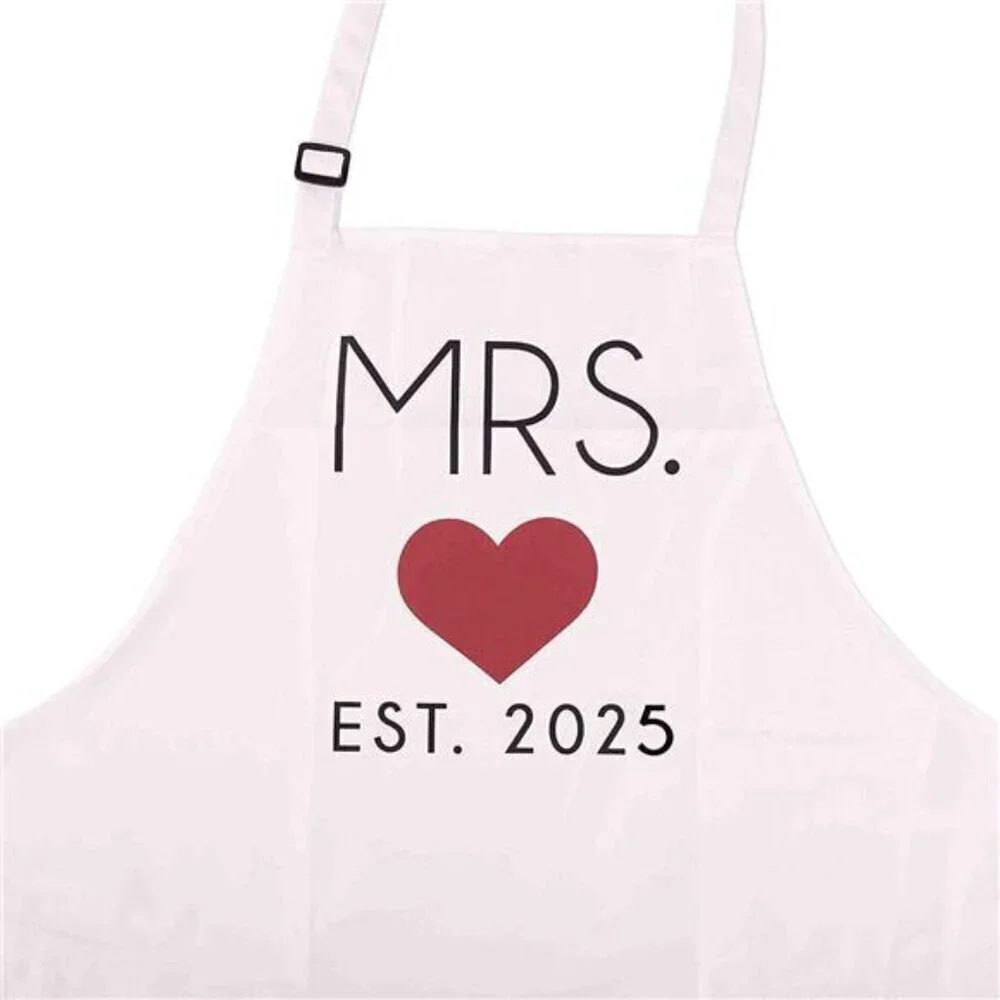Mr. and Mrs. Couples Kitchen Aprons (2-Piece Set) Cute Cooking Bibs Wedding
